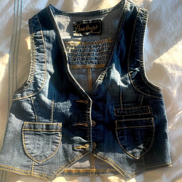 Aesthetic Jean Vest with Front Pockets/ Fairy Grunge Aesthetic/Hippie Aesthetic - Picture 1 of 4